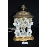 Victorian Gilt Lamp Base with Cherub Supports and Brass Fittings