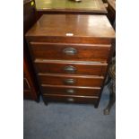 1930's Five Drawer Oak Office Filing Chest