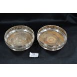 Pair of Hallmarked Silver Wooden Based Baskets
