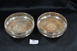 Pair of Hallmarked Silver Wooden Based Baskets