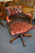 Red Leather Chesterfield Captains Chair