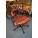 Red Leather Chesterfield Captains Chair