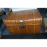 Vintage Metal Wood Effect Steamer Trunk plus Contents