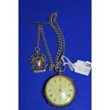 Hallmarked Sterling Silver Pocket Watch with Silver Chain and Fob