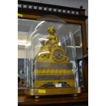 Victorian Gilt Domed Clock with Reclining Lady Figure