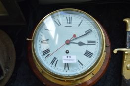 Brass Bound Mahogany Mounted Ships Clock