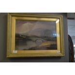 Victorian Gilt Framed Oil on Canvas - Riverside Scene
