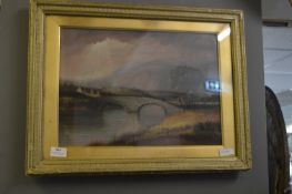 Victorian Gilt Framed Oil on Canvas - Riverside Scene