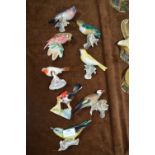 Eight Pottery Bird Ornaments