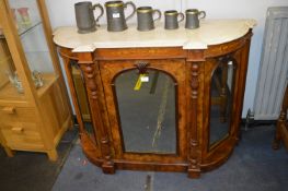 Victorian Walnut Mirrored Hall Cupboard with Marble Top