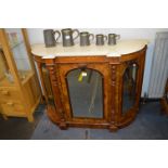 Victorian Walnut Mirrored Hall Cupboard with Marble Top