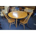 Ercol Drop Leaf Oval Dining Table and Four Matching Chairs