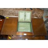 1950's Oak Sewing Box with Green Silk Interior