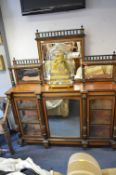 Victorian Mixed Wood Chiffonier with Mirror Back and Glazed Cabinets