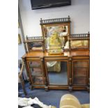 Victorian Mixed Wood Chiffonier with Mirror Back and Glazed Cabinets