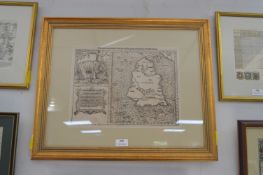 Gilt Framed German Map of Sumatra