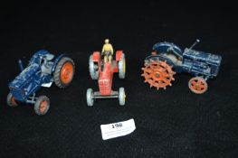 Three Vintage Dinky Diecast Tractors