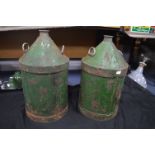 Pair of Green Industrial Oil Cans