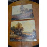 Pair of Unframed Oil on Canvas Landscapes on Stretchers