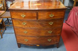 Georgian Inlaid Mahogany Bow Front Two over Three Chest