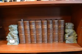 Green Soapstone Chinese Dragon Bookends and Eight Volumes of Dickens