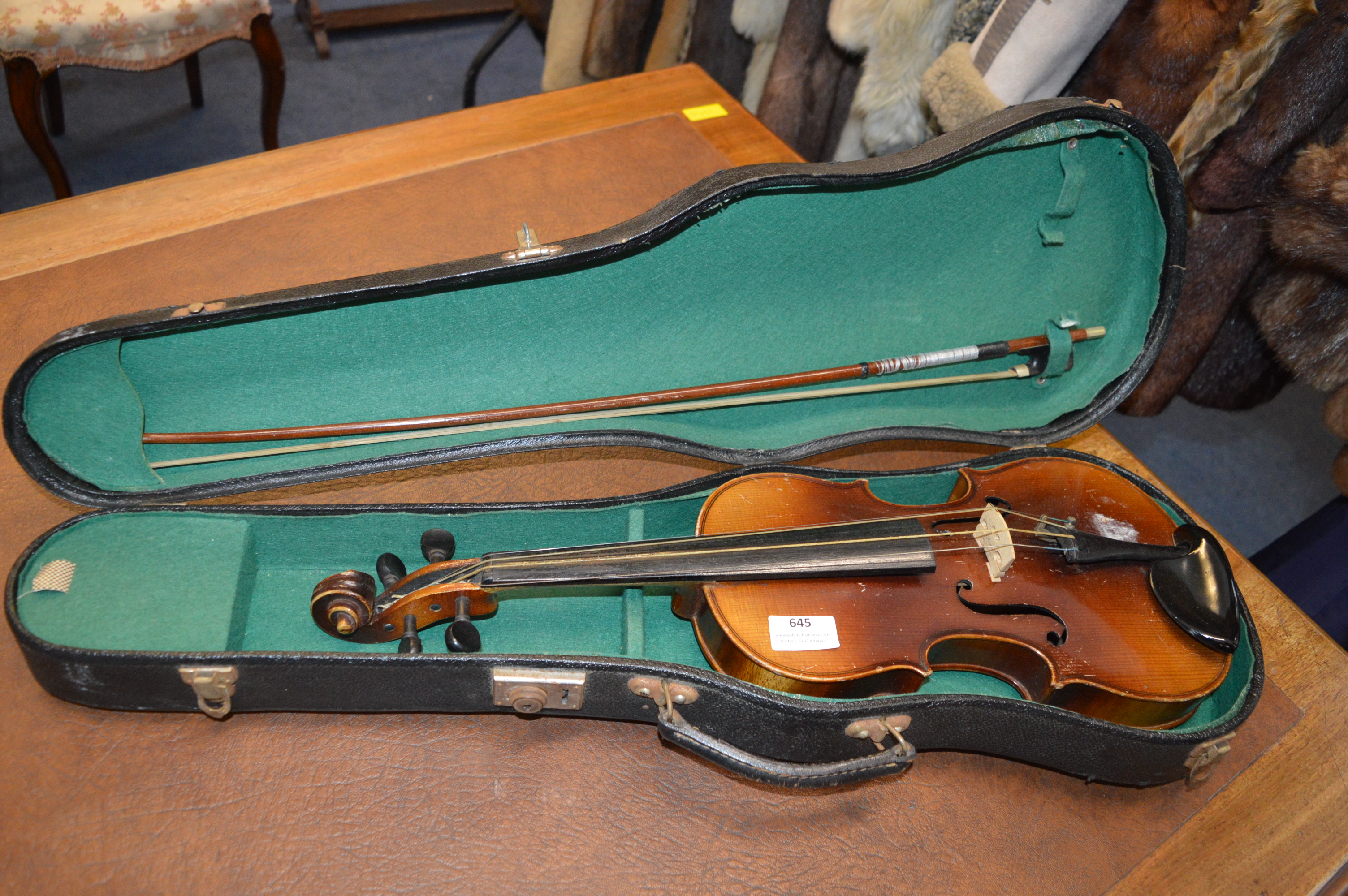 Violin with Bow and Case - Image 2 of 3