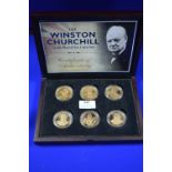 Winston Churchill Gold Plated Six Coin Commemorative Boxed Set