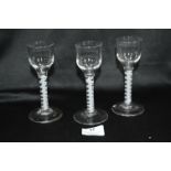 Three Georgian Twist Stem Wine Glasses