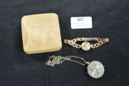 Hallmarked Silver Locket & Chain, plus Ladies Rotary Rolled Gold Wristwatch