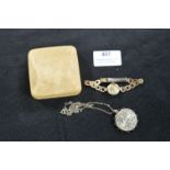 Hallmarked Silver Locket & Chain, plus Ladies Rotary Rolled Gold Wristwatch