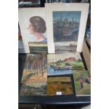 Unframed Oil Paintings, Watercolours, etc.