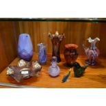 Murano Glass and Carnival Glass Vases, Paperweights, etc.