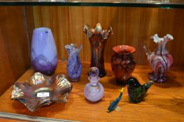 Murano Glass and Carnival Glass Vases, Paperweights, etc.