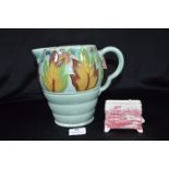 Clarice Cliff Trellis Pattern Newport 1930 Jug and Royal Staffordshire Tonquin Card Holder