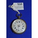 Ladies Hallmarked Sterling Silver Pocket Watch with Enameled Face