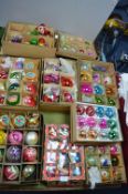Nine Boxes of Vintage Glass Christmas Decorations