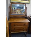 Edwardian Oak Mirrored Back Dressing Table