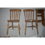 Pair of Slat-back Kitchen Country Chairs