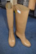 Pair of 1970's Ladies Italian Light Tan Boots by Rontani Size: 5