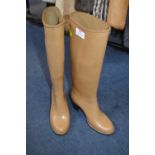 Pair of 1970's Ladies Italian Light Tan Boots by Rontani Size: 5