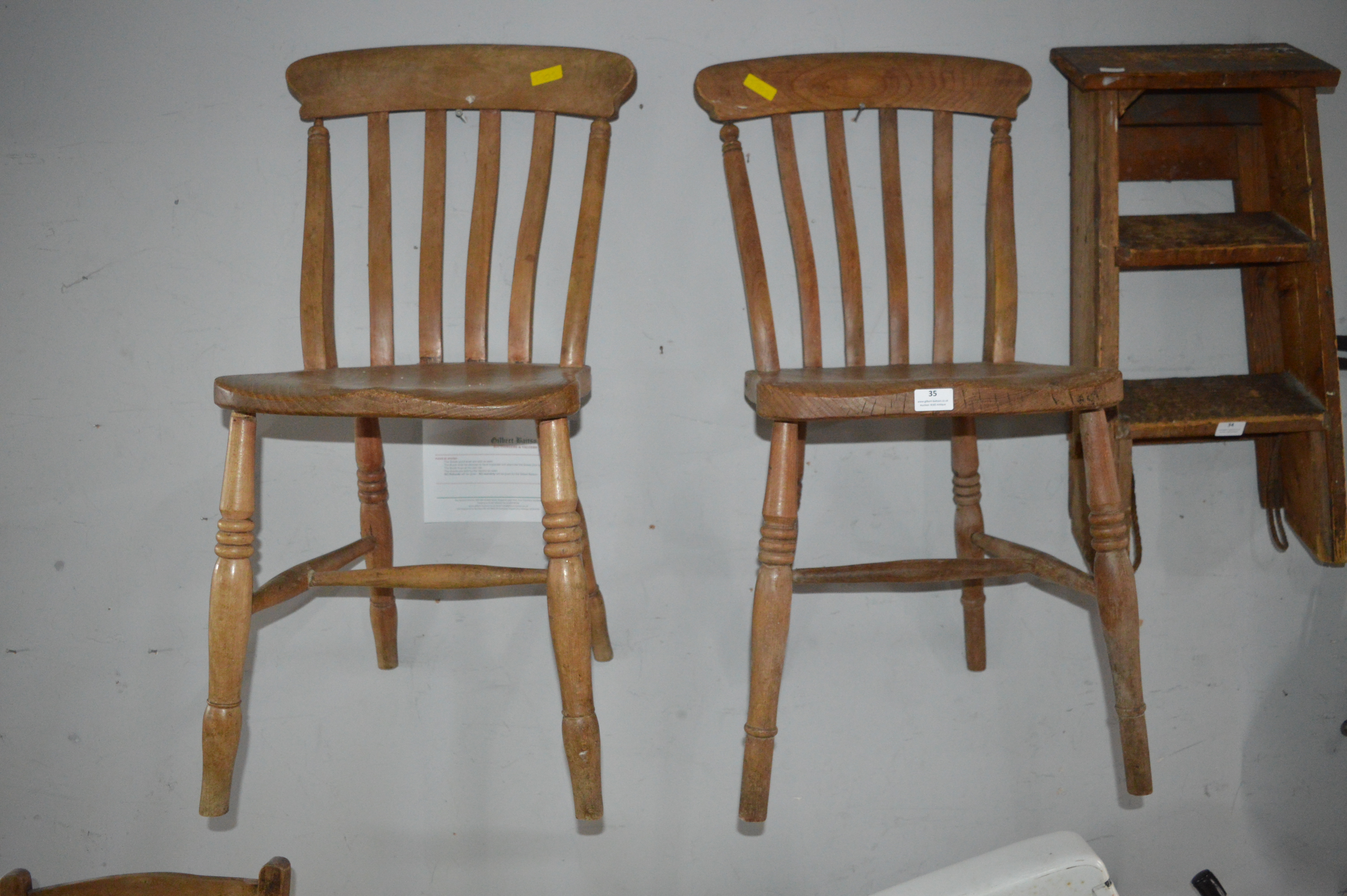 Pair of Slat-back Kitchen Country Chairs - Image 2 of 2