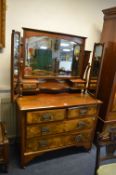 Edwardian Mahogany & Walnut Dressing Chest with Triple Mirror (Matching lot 534)