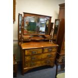 Edwardian Mahogany & Walnut Dressing Chest with Triple Mirror (Matching lot 534)