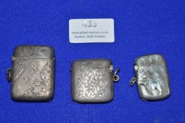 Three Hallmarked Sterling Silver Vesta Cases