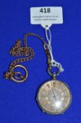 Ladies Unmarked Continental Silver Pocket Watch, plus Rolled Gold Chain