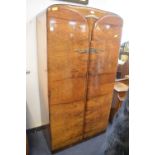 1950's Walnut Veneer Double Wardrobe