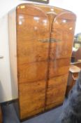 1950's Walnut Veneer Double Wardrobe