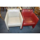 Two Retro Style Leather & Chrome Chairs by Allermuir 2007