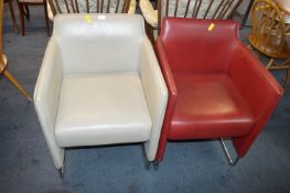 Two Retro Style Leather & Chrome Chairs by Allermuir 2007