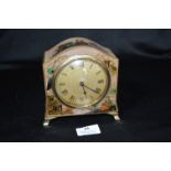 Small Brass Mantel Clock Painted with Oriental Designs